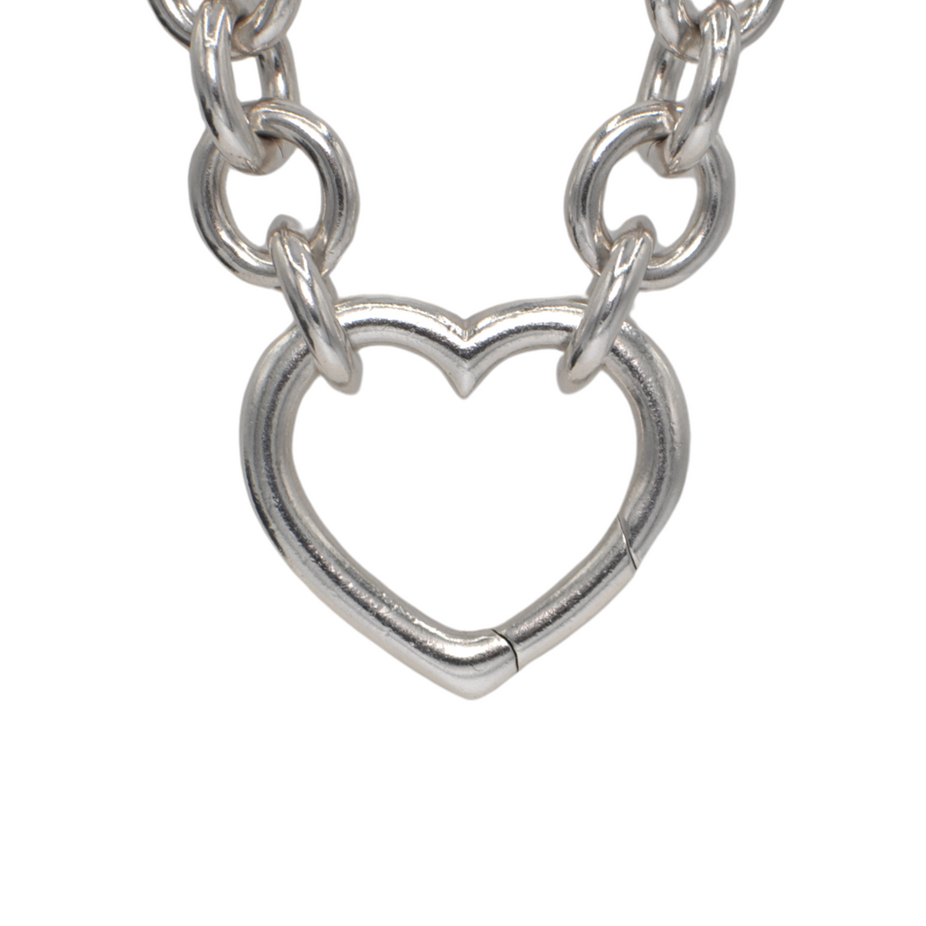 Tiffany & Co. Hinged Open Heart Sterling Silver Necklace + Montreal Estate Jewelers