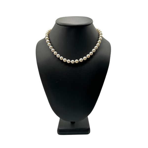 Daisy Exclusive 17" 7.5-8.0mm Single Strand Japanese Cultured Pearl Necklace with 18k Gold Lobster Clasp + Montreal Estate Jewelers