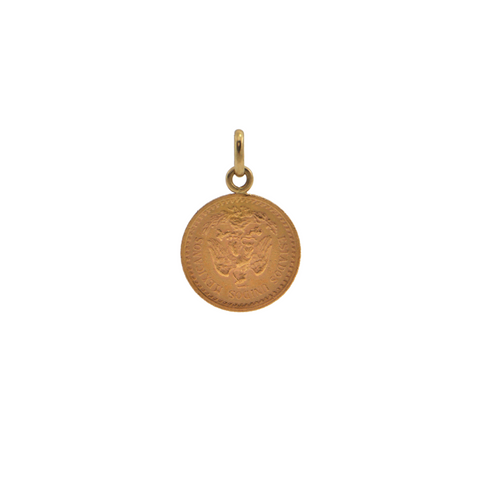 Vintage Mexican Dos Y Medio Pesos  Gold Coin Pendant +  Montreal Estate Jewelers