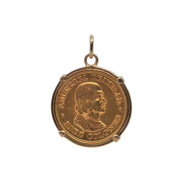 21.6k Gold 1900 10 Colones Christopher Colombus Coin Pendant + Montreal Estate Jewelers