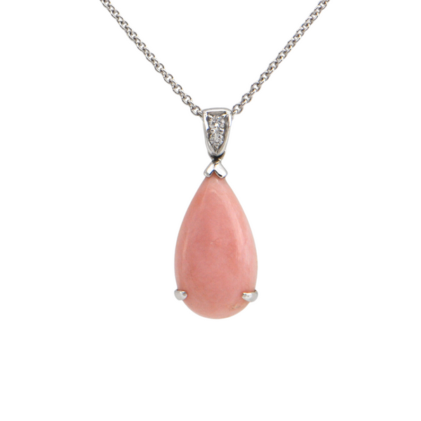 Peruvian Opal and Diamond Drop Pendant + Montreal Estate Jewelers