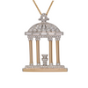 Antique Art Deco Greek Revival Diamond Temple 18k Gold and Platinum Pendant/Brooch + Montreal Estate Jewelers