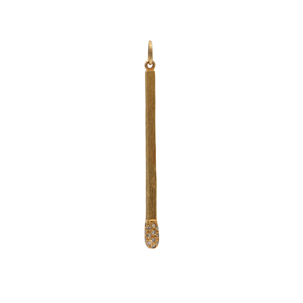 Diamond 18K Yellow Gold Matchstick Pendant + Montreal Estate Jewelers