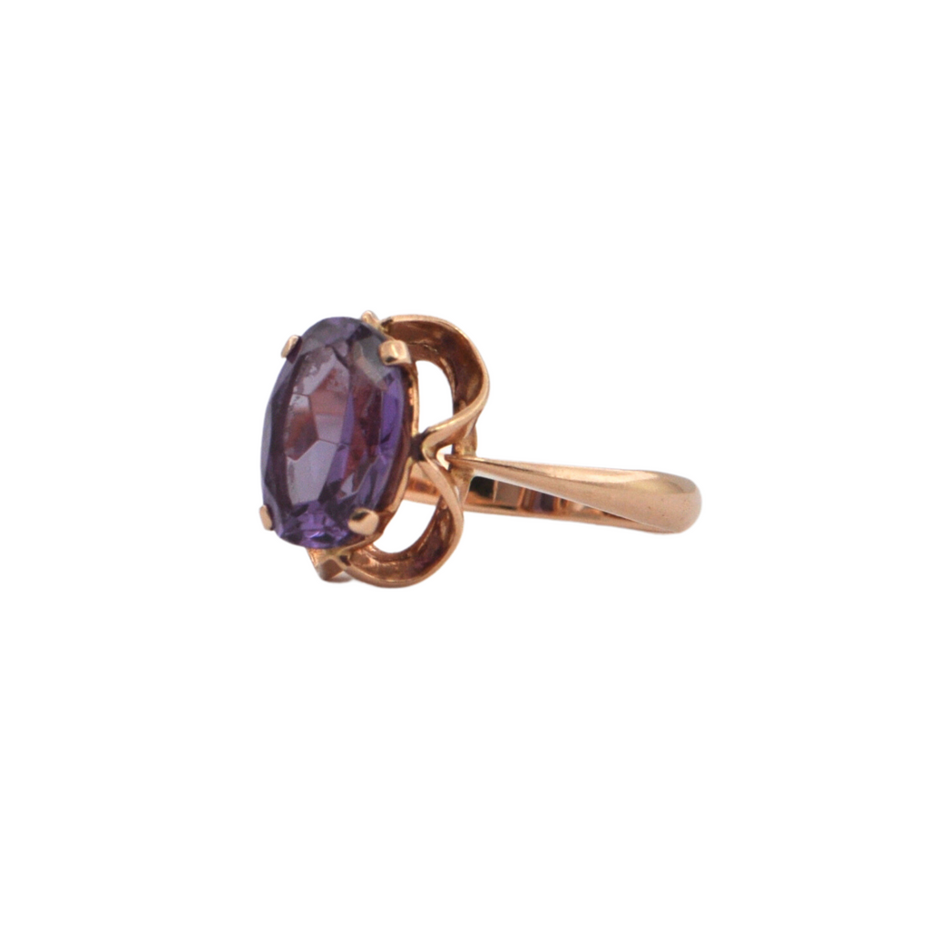 Estate Amethyst 14k Gold Ring -Russia 1950's + Montreal Estate Jewelers