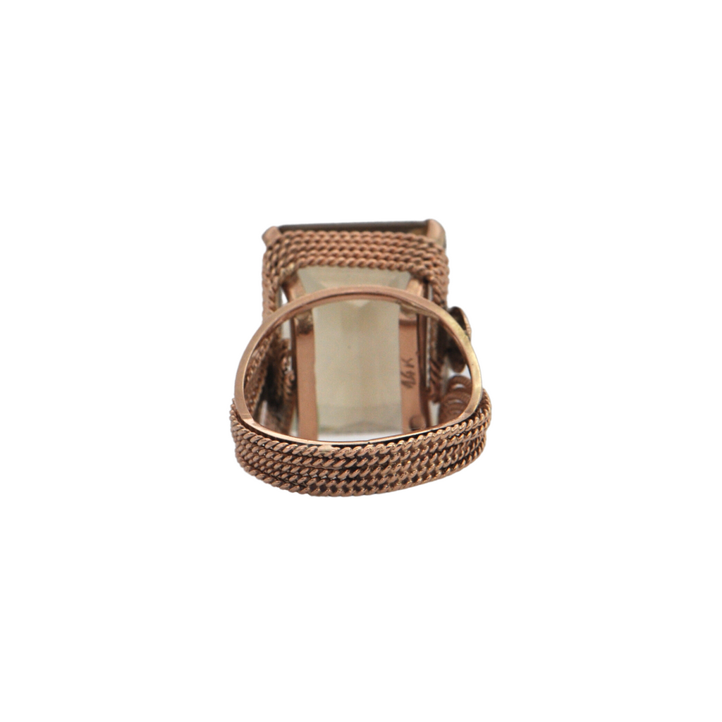 Retro 18.32ct Smoky Quartz 14k Gold Cocktail Ring + Montreal Estate Jewelers