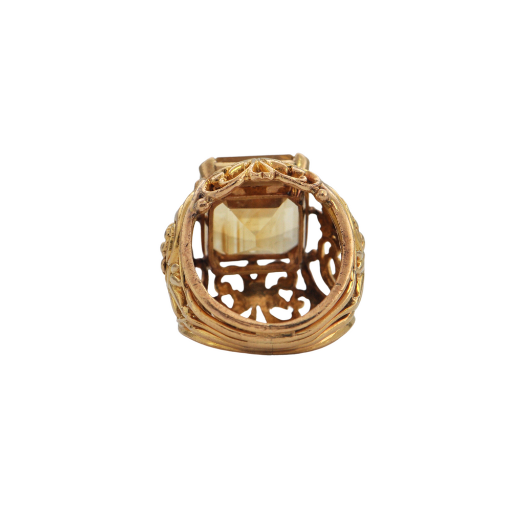 Retro Citrine 18K Gold Cocktail Ring + Montreal Estate Jewelers