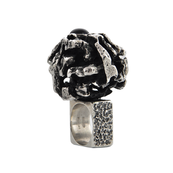 Estate Signed Walter Schluep Brutalist Style Sterling Silver Ring + Montreal Estate Jewelers