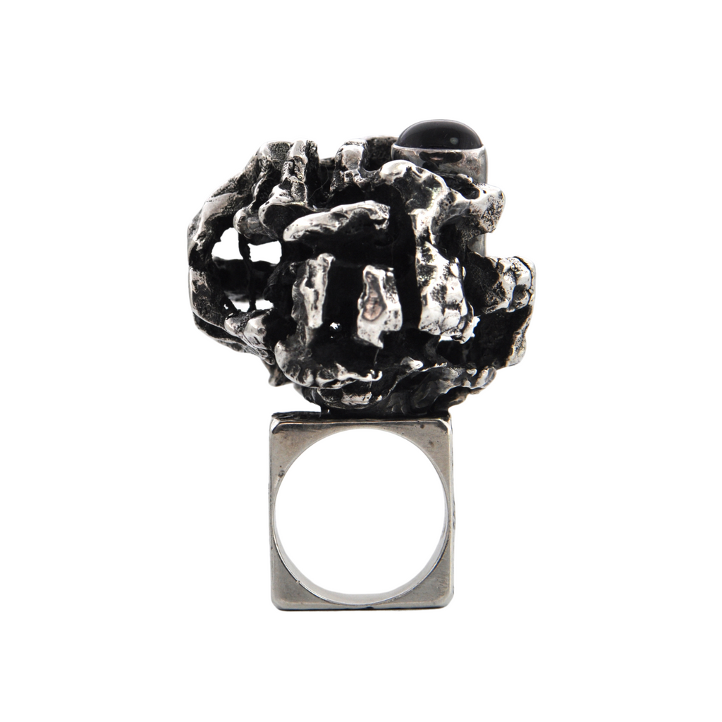 Estate Signed Walter Schluep Brutalist Style Sterling Silver Ring + Montreal Estate Jewelers