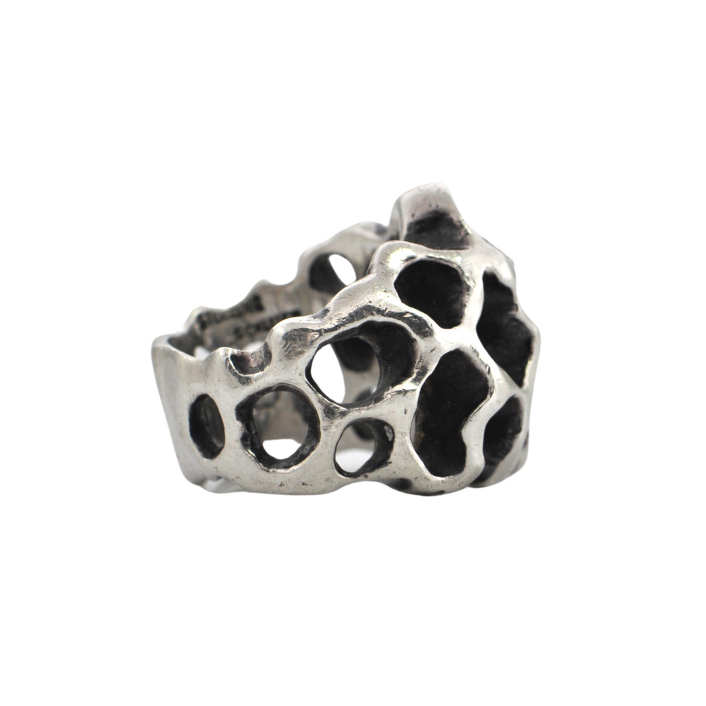 Estate Signed Walter Schluep Brutalist Style Sterling Silver Ring + Montreal Estate Jewelers