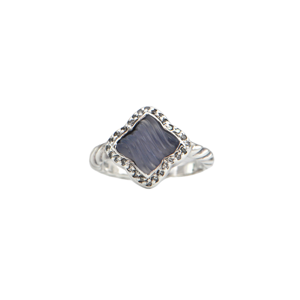 Estate David Yurman Quatrefoil Collection Chalcedony and Diamond