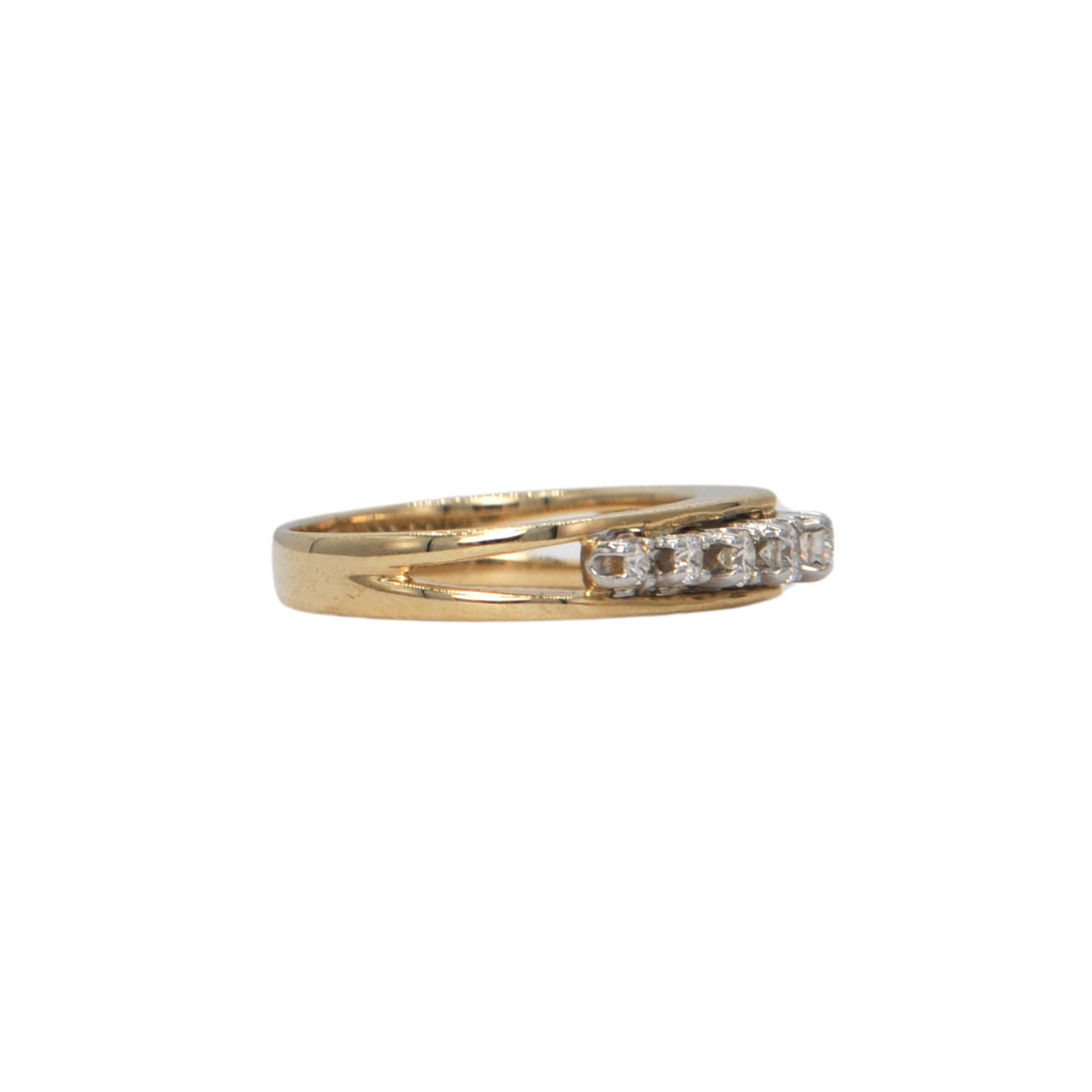 Vintage Diamond 14K Yellow Gold Semi-Eternity Band + Montreal Estate Jewelers