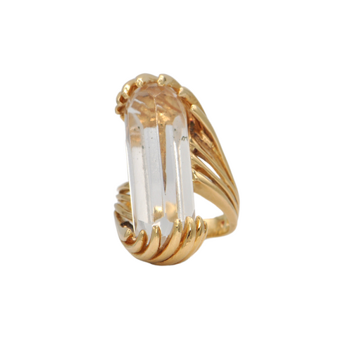 Vintage Quartz 18K Gold Ring + Montreal Estate JewelersVintage Quartz 18K Gold Ring + Montreal Estate Jewelers