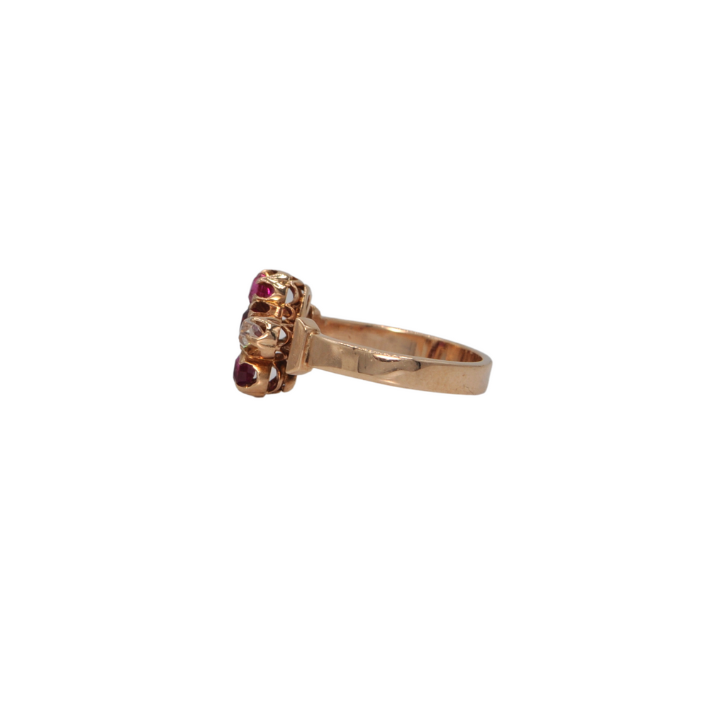 Antique Ruby and Diamond 14k Rose Gold Ring + Montreal Estate Jewelers