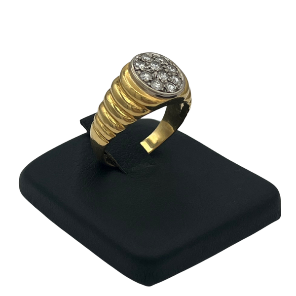 Estate Signed 'Binder' Modernist Diamond & Wood 18K Gold Ring (C.1990)