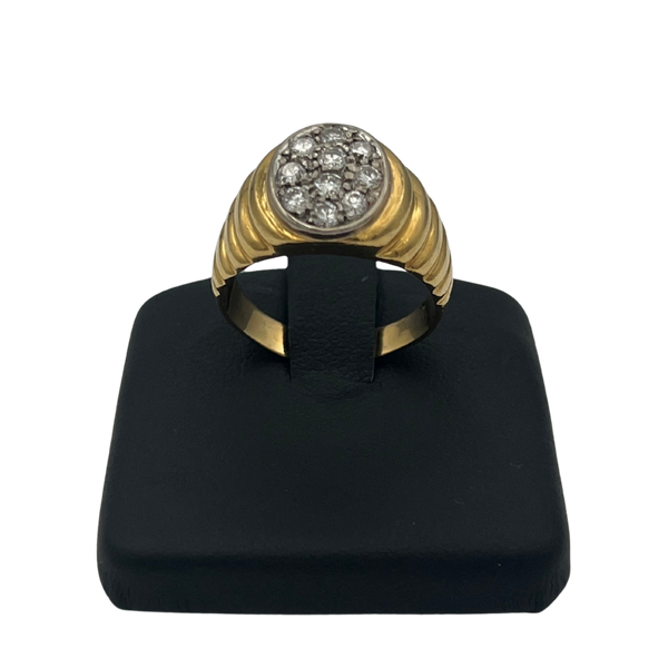 Estate Signed 'Binder' Modernist Diamond & Wood 18K Gold Ring (C.1990)