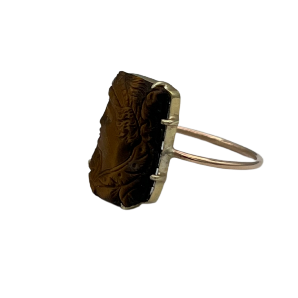 Victorian Tiger's eye Cameo Stickpin Ring - Daisy Exclusive Jewellers
