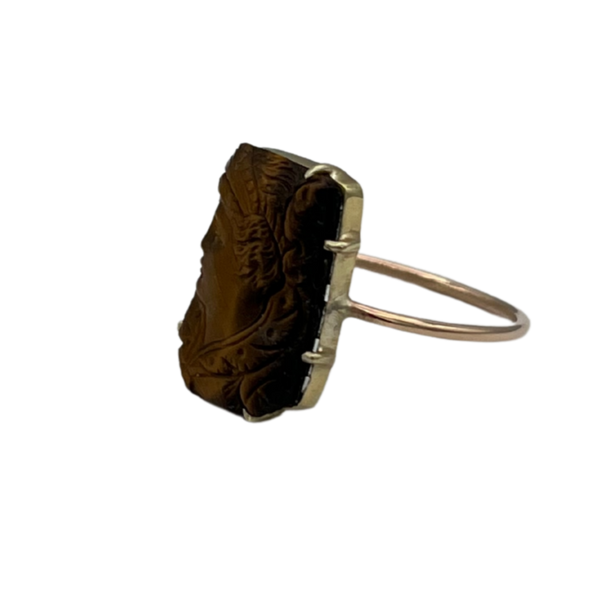 Victorian Tiger's eye Cameo Stickpin Ring - Daisy Exclusive Jewellers