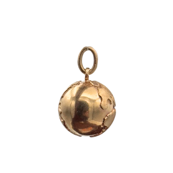 Vintage 10K Yellow Gold Globe Charm 