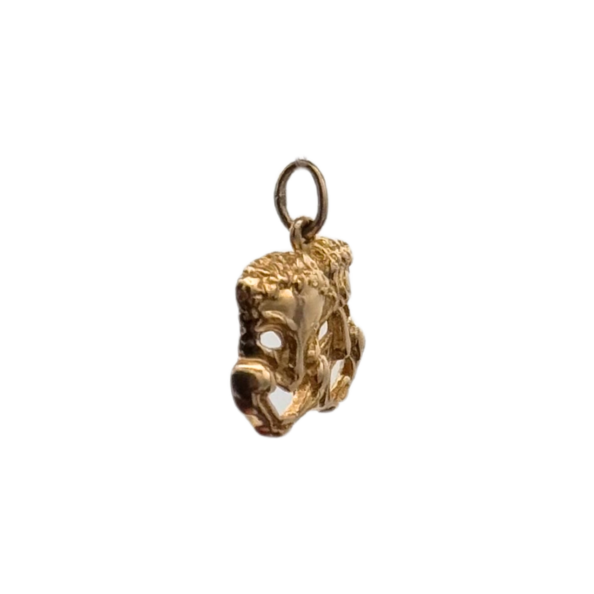 Vintage 14K Yellow Gold Tragedy and Comedy Charm