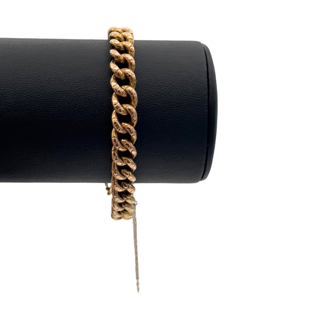 Vintage 14k Rose Gold Engraved Curb Link Bracelet
