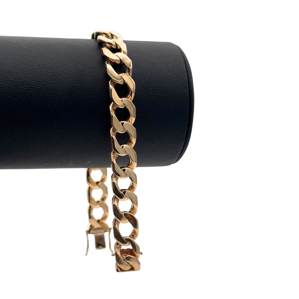 Vintage 14k Solid Rose Gold Curb Link Bracelet