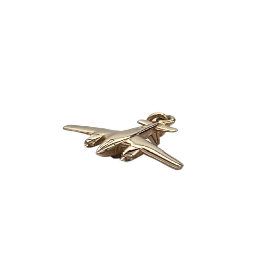Lovely vintage solid 14k yellow gold propeller plane charm.