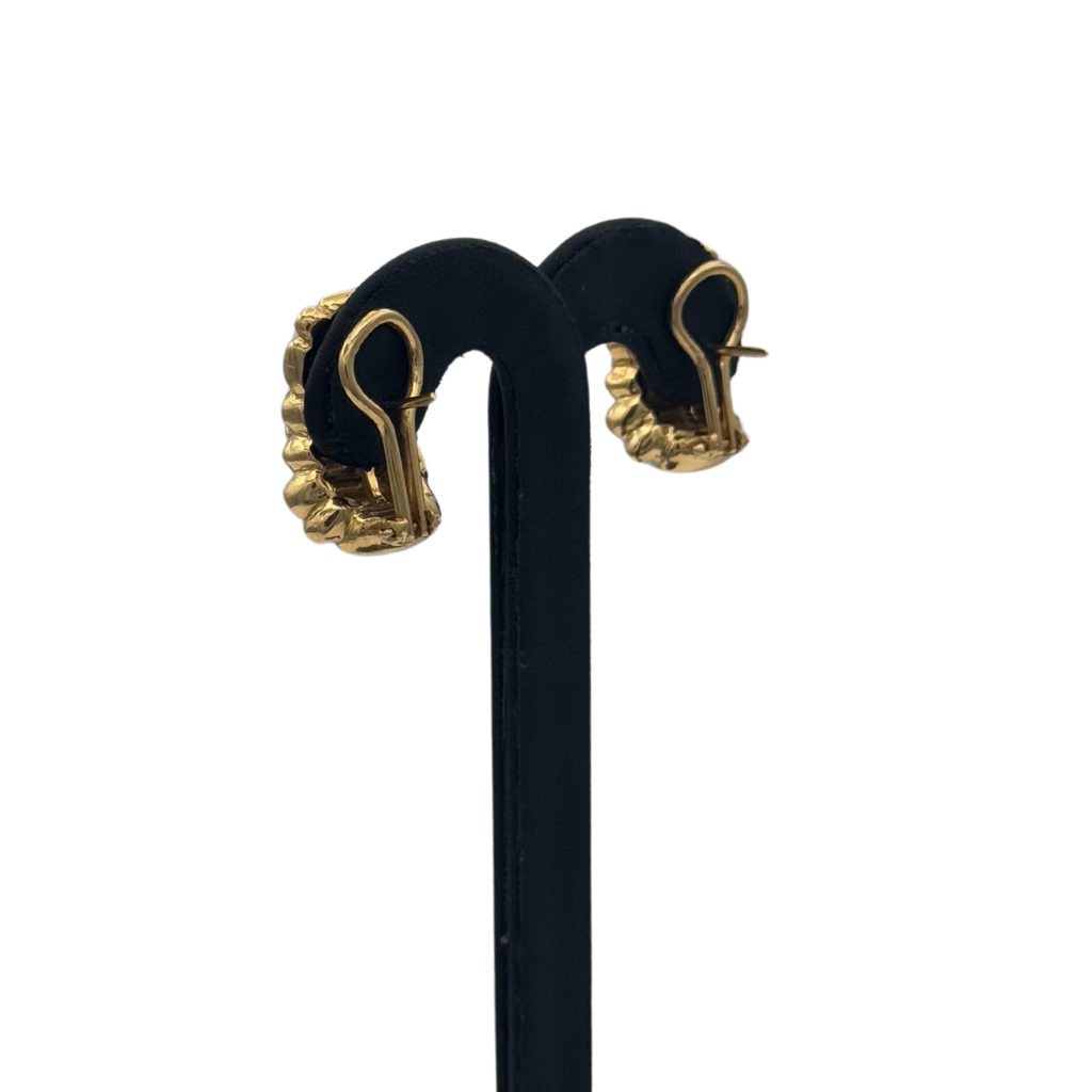 Vintage 18K 2 Tone Gold Solid Shrimp Style Earrings