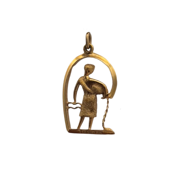 Vintage 18K yellow gold aquarius zodiac sign charm
