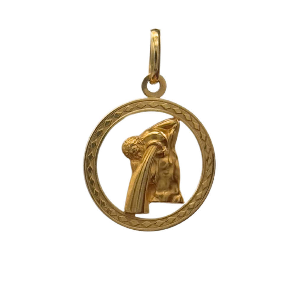 Vintage 18k Yellow Gold Aquarius Zodiac Sign Charm