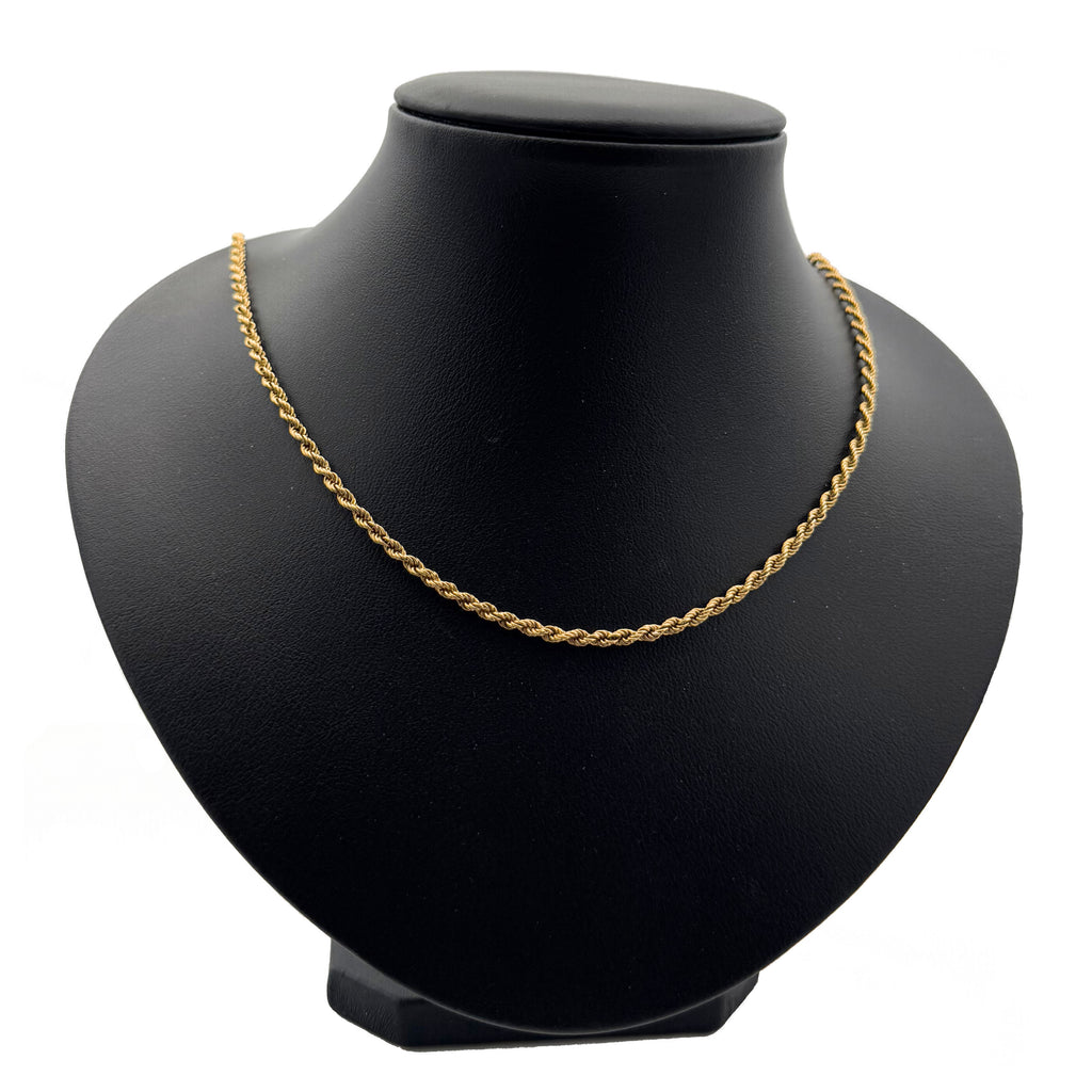Vintage 18k Yellow Gold Solid Rope Chain