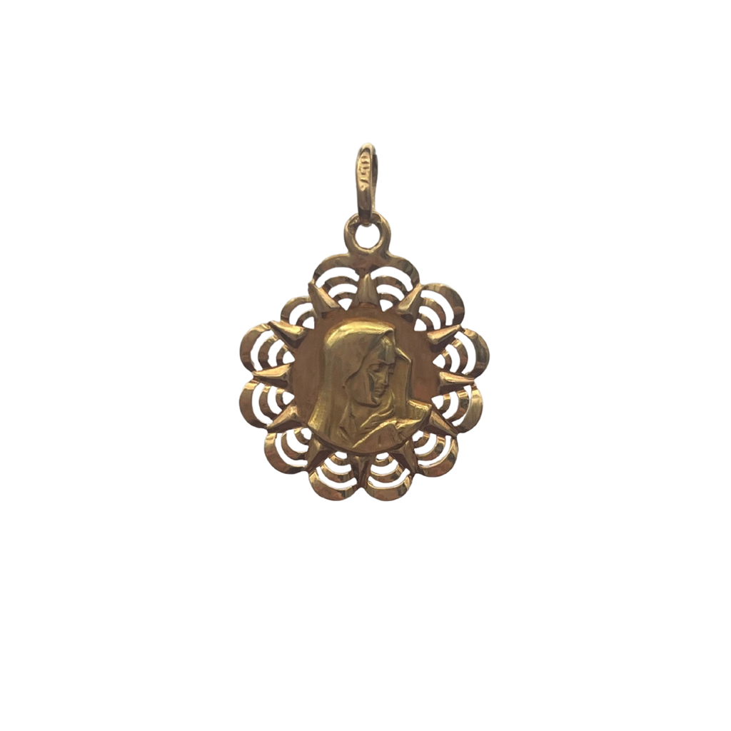 Vintage 18k Yellow Gold Virgin Mary Pendant -Daisy Exclusive Jewellers