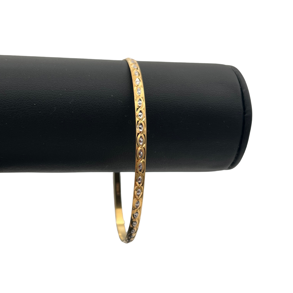 Vintage 21k solid yellow gold bangle with white rhodium accents - daisy exclusive