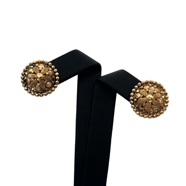 Vintage 22k Gold Circular Floral Earrings - Daisy exclusive jewellers