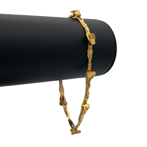Vintage Björn Weckström for Lapponia Brutalist 14k Yellow Gold Link Bracelet c. 1978