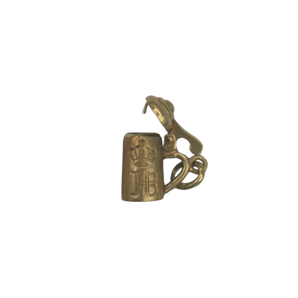 Vintage 'Henry Birks' 14k Yellow Gold Monogrammed Beer Stein Charm - daisy exclusive jewellers