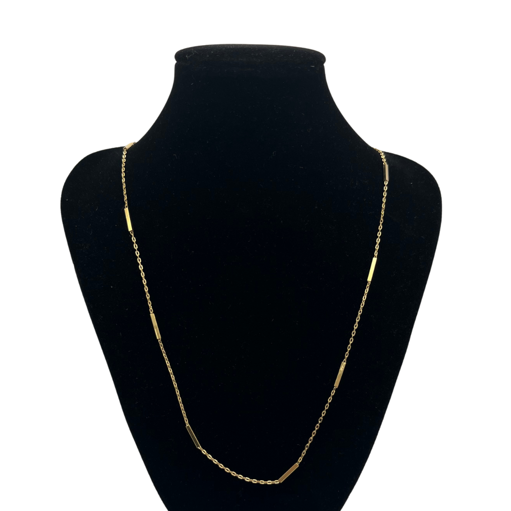 Vintage Italian 18k Yellow Gold Bar and Link Chain Necklace - 24"- daisy exclusive jewellers