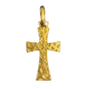 Vintage Italian Mid-Century 18k Yellow Gold Brutalist Style Cross Pendant