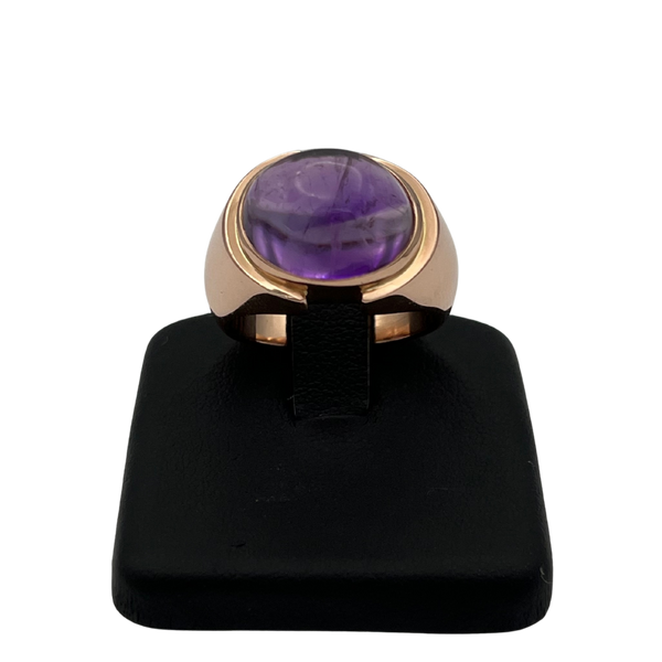 Vintage Oval Cabochon Amethyst Cocktail Ring in 14k Rose Gold - daisy exclusive jewellers