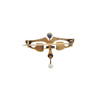 Antique Egyptian Revival Sapphire and Pearl 14k Gold Brooch + Montreal Estate Jewelers