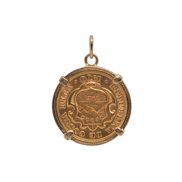 21.6k Gold 1900 10 Colones Christopher Colombus Coin Pendant + Montreal Estate Jewelers