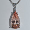 Morganite Drop & Diamond Pendant in 18k White Gold - Westmount Montreal Jewellers