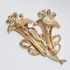 Retro Bouquet of Sapphire Lilies 14k Yellow Gold Brooch + Montreal Estate Jewelers