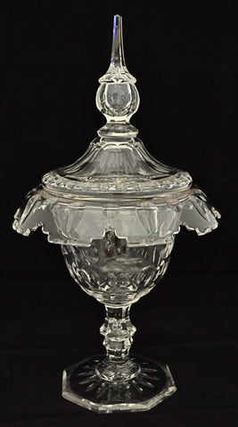 19th Century Crystal Covered compote
