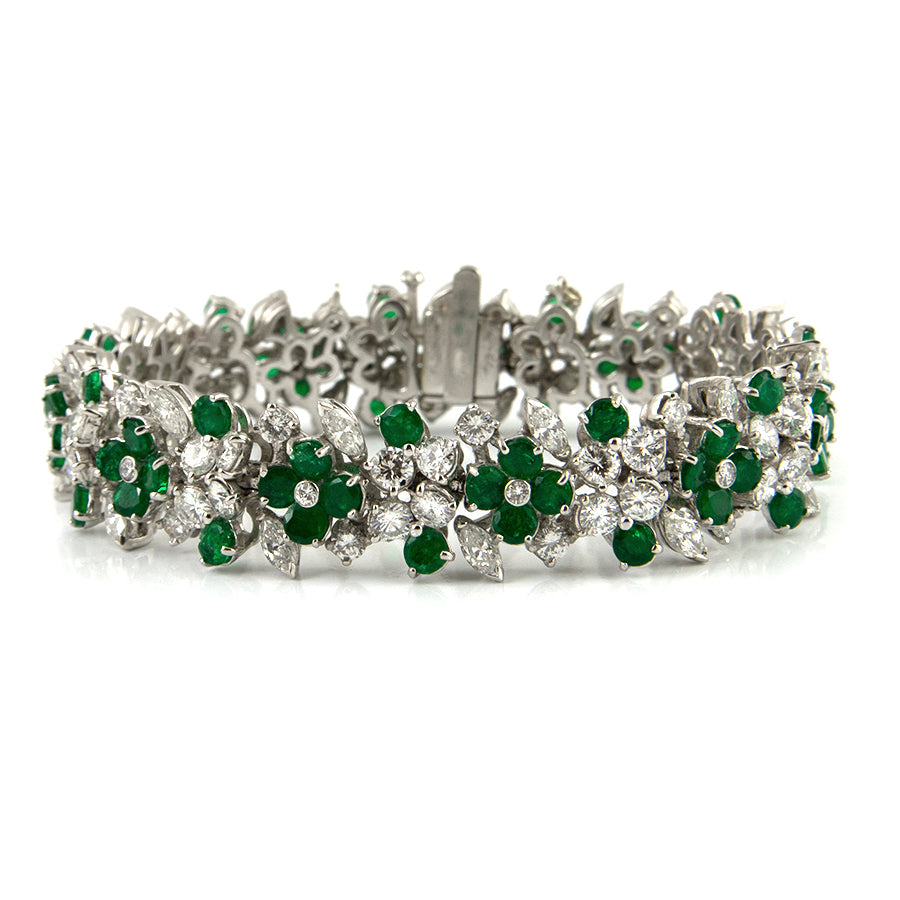 Estate Emerald and Diamond Bracelet  - Estate jeweller Montreal