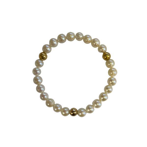 Daisy Exclusive Pearl and 18K Yellow Gold Ball Bracelet + Montreal Estate Jewelers