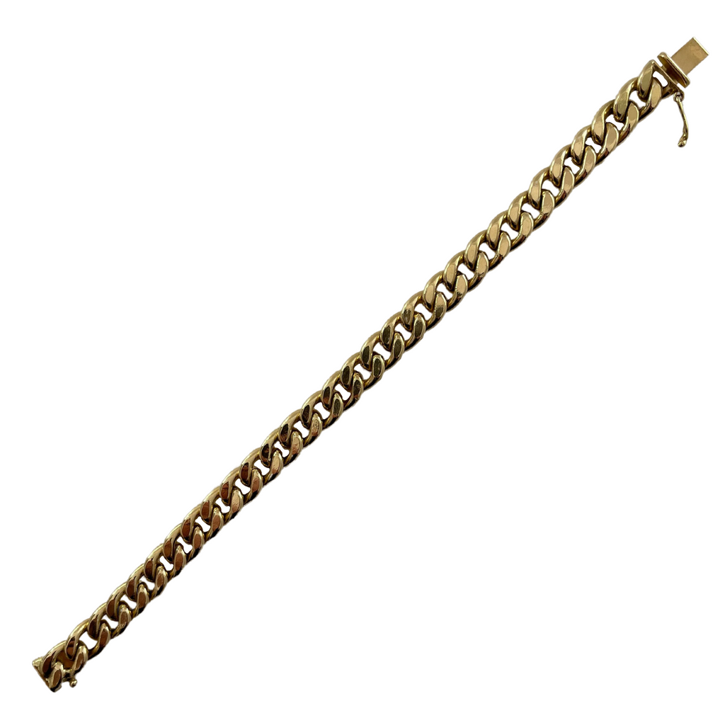 Vintage Italian 18K Yellow Gold Hollow Curb Link Bracelet + Montreal Estate Jewelers