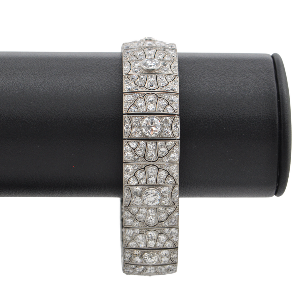 Exceptional Antique Art Deco Platinum Diamond Bracelet, Mallett, England. + Montreal Estate Jewelers