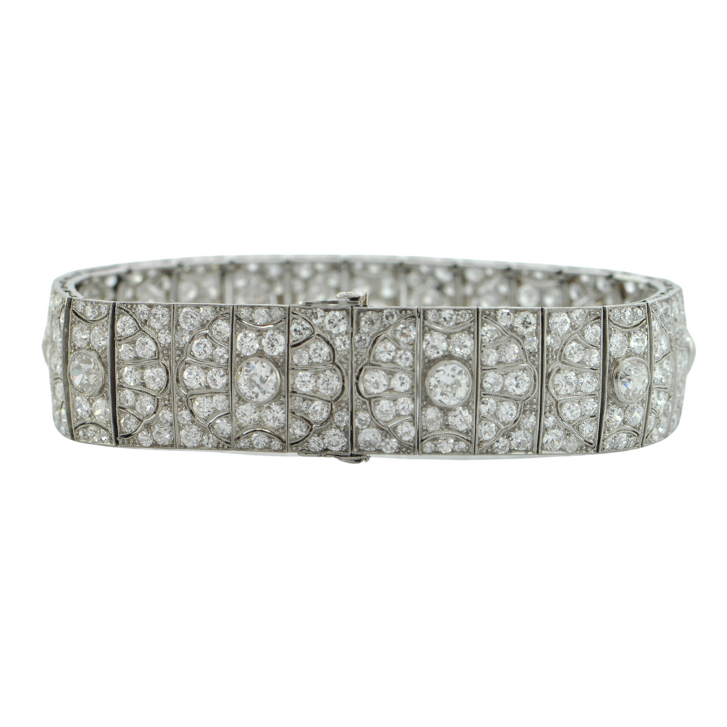 Exceptional Antique Art Deco Platinum Diamond Bracelet, Mallett, England. + Montreal Estate Jewelers