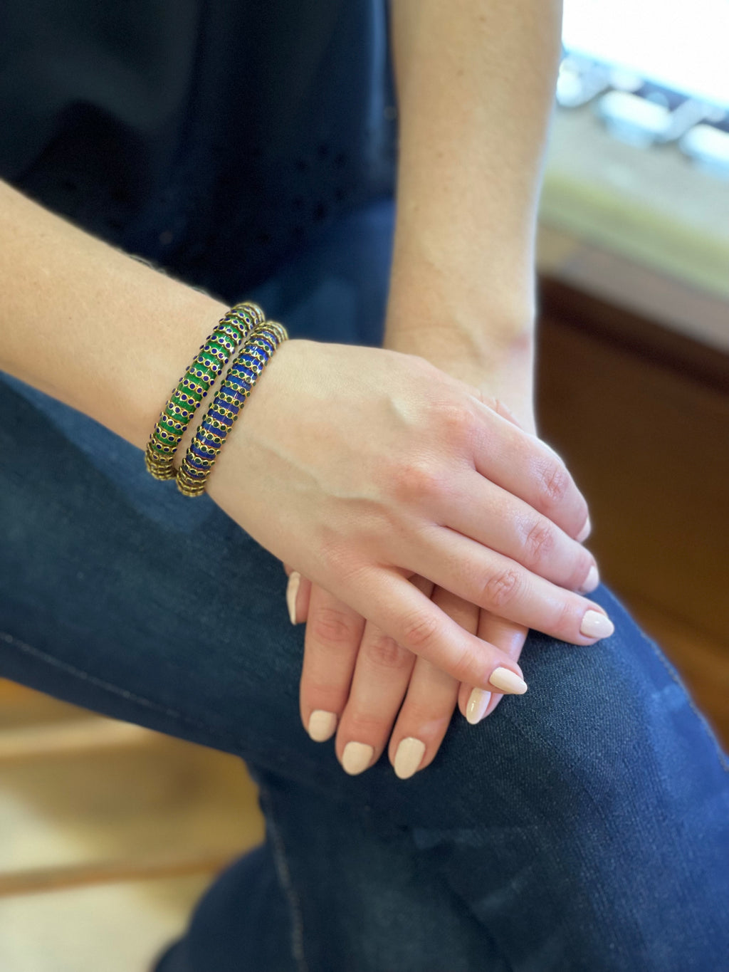 Vintage Italian 18K Yellow Gold and Enamel Bracelet + Montreal Estate Jewelers