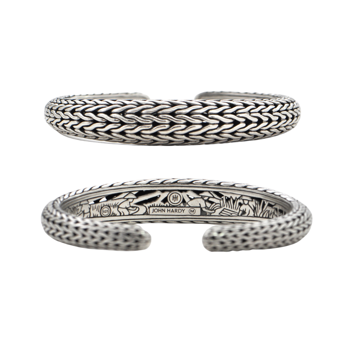 John Hardy 925 Sterling Carved Chain Graduated Kick Cuff– Daisy 